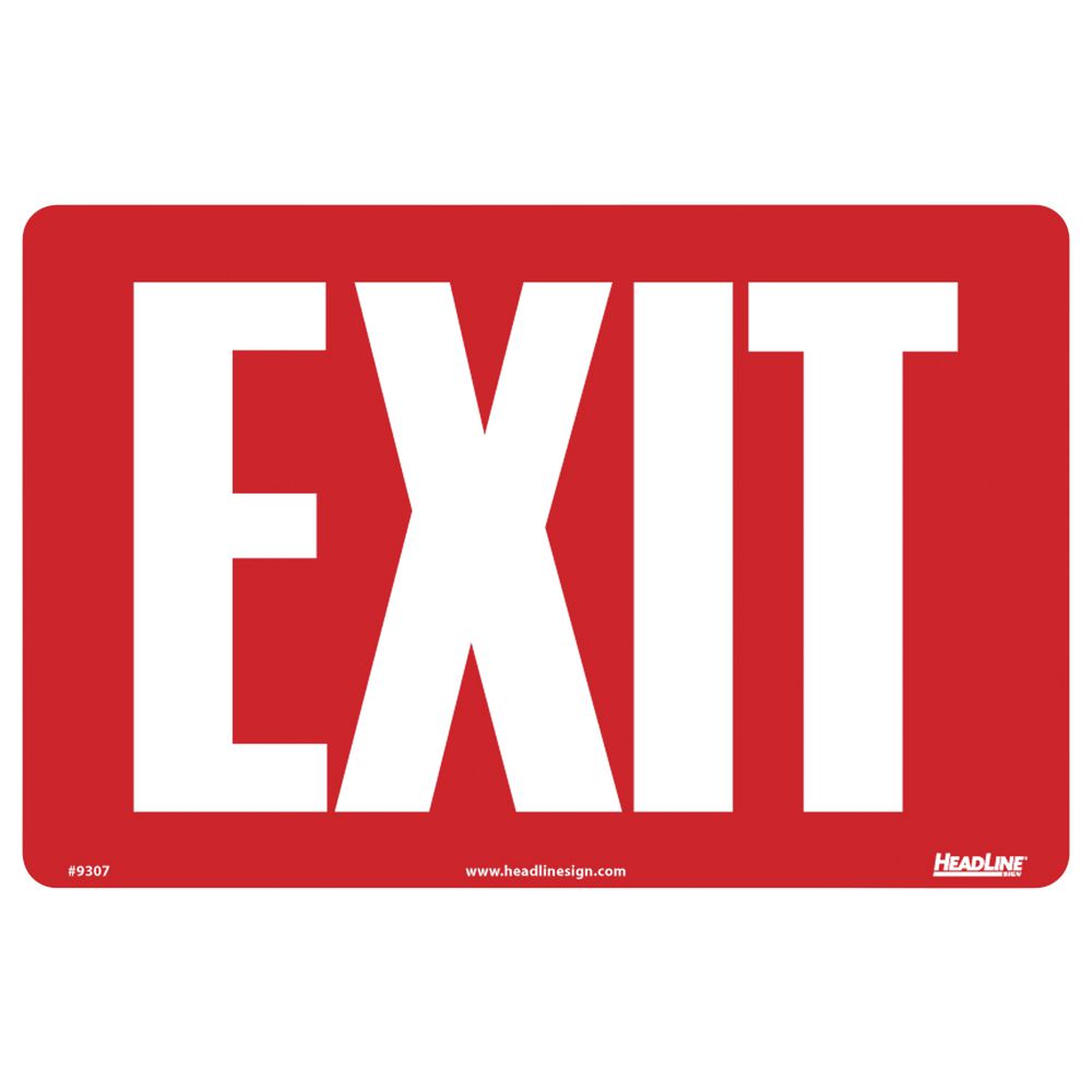 SIGN, POLICY, EXIT, RED/WHT, 12X8