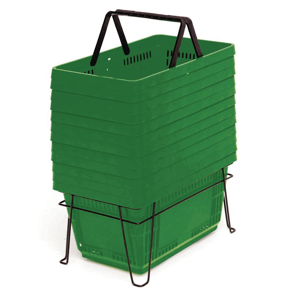 28 Liter Grocery Shopping Baskets Hunter Green Set of 12 81409 