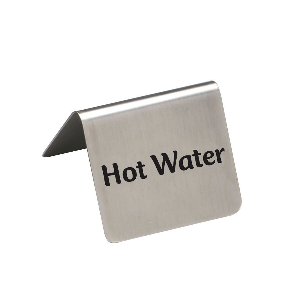 Hubert Stainless Steel Hot Water Beverage Signs 2 1/2"W x 2"D x 2 3/16"H