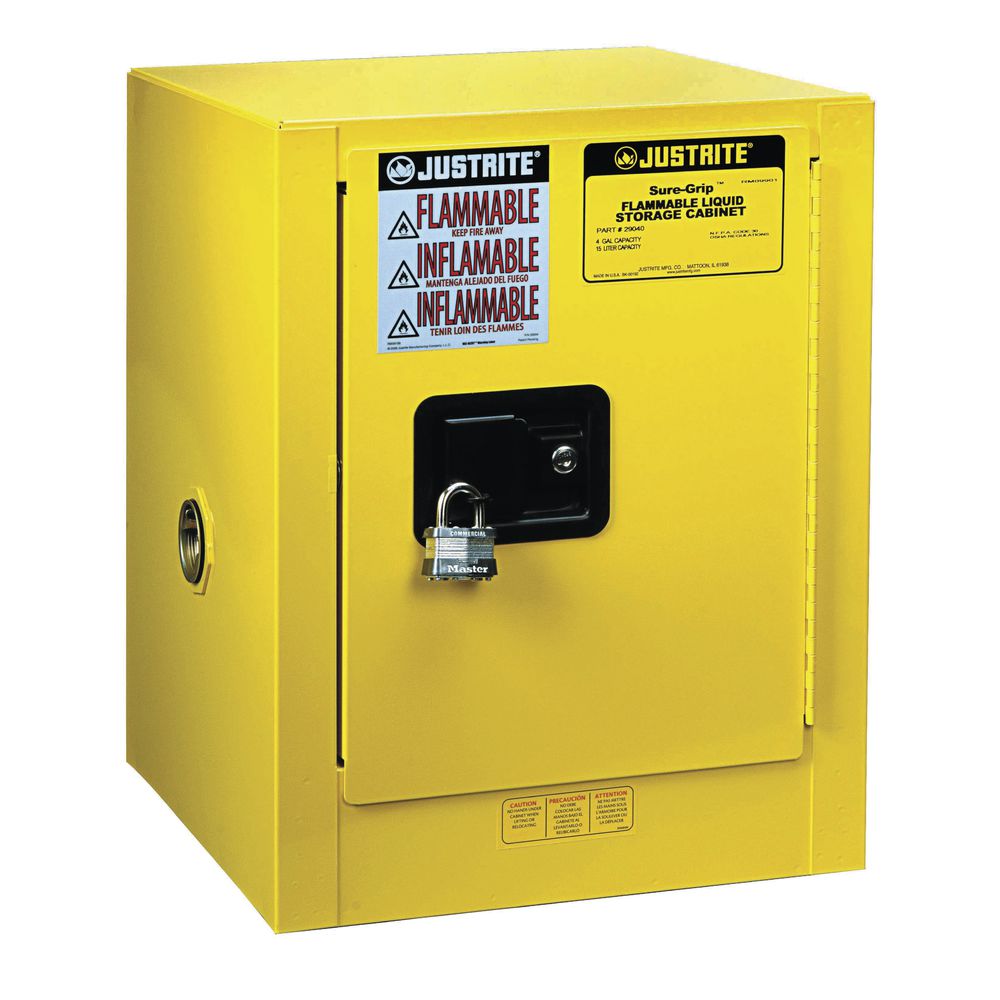 Sure-Grip&#174; Safety Cabinet 4-Gallon Capacity in Yellow Steel  23 1/4"L x 18"D x 44"H