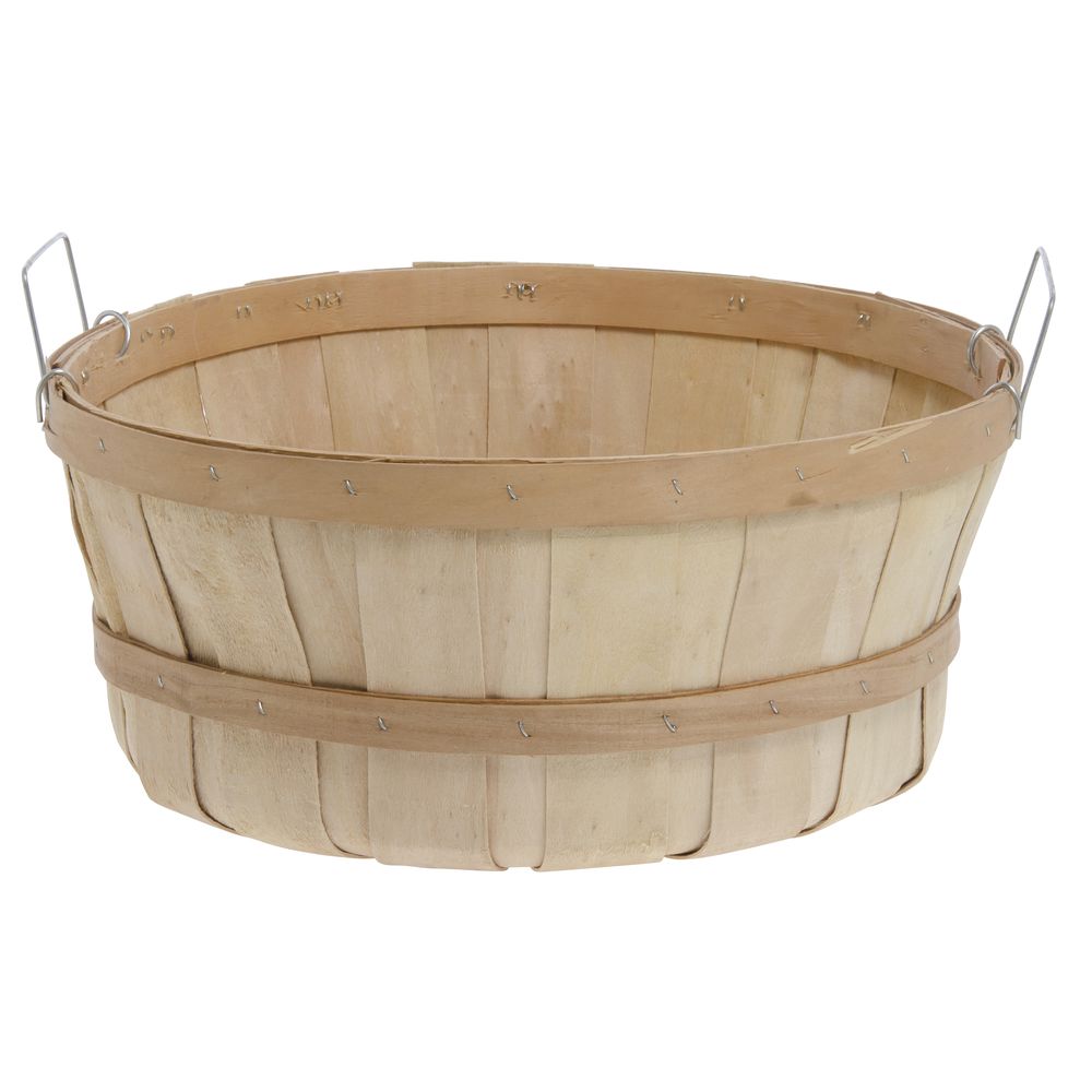 1/2 Bushel Wood Basket with Wire Handles (12 pack) - Glacier Valley  Enterprises