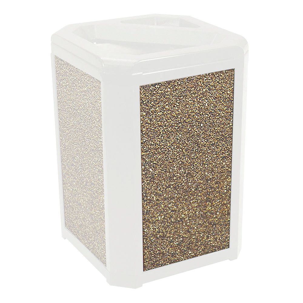 Rubbermaid Landmark Stone Trash Can With Dome Top 45 Gal  26" L x 26" W x 46 1/2" H River Rock