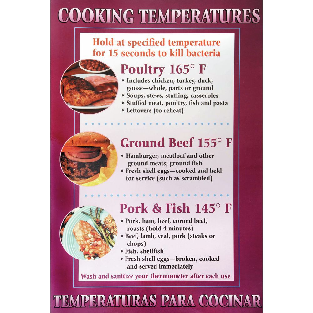 POSTER, FIRST AID, COOKING TEMPS., 11 X 17