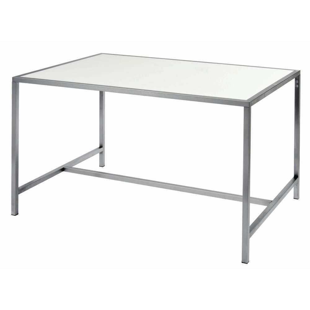 TABLE, HIGH, WHITE, BRSHD CHRM, 48X34X29