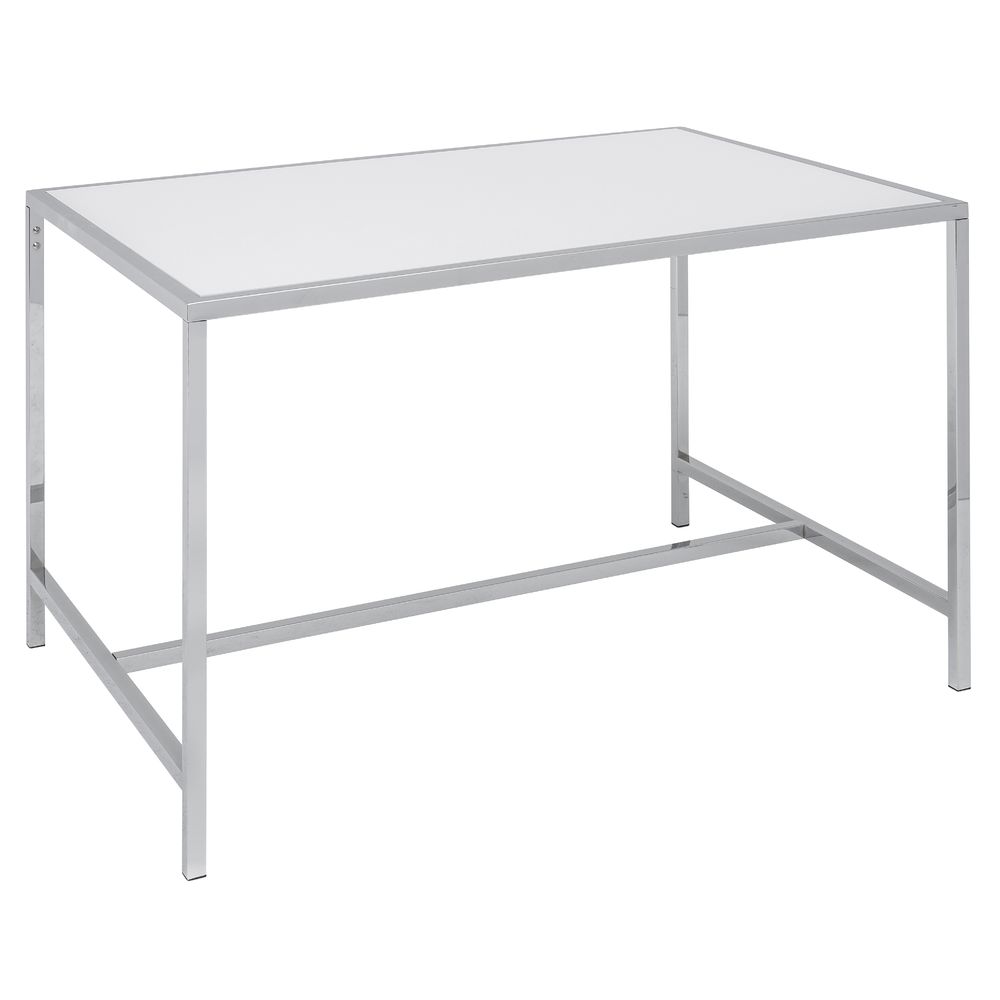 TABLE, HIGH, GLOSS WHITE, CHROME, 48x34x29