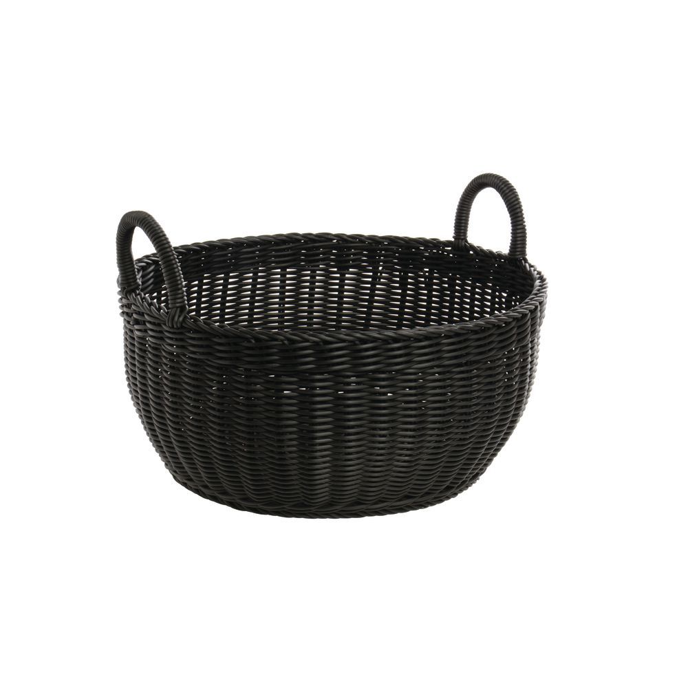 Black Wicker Basket with Handles is Round
