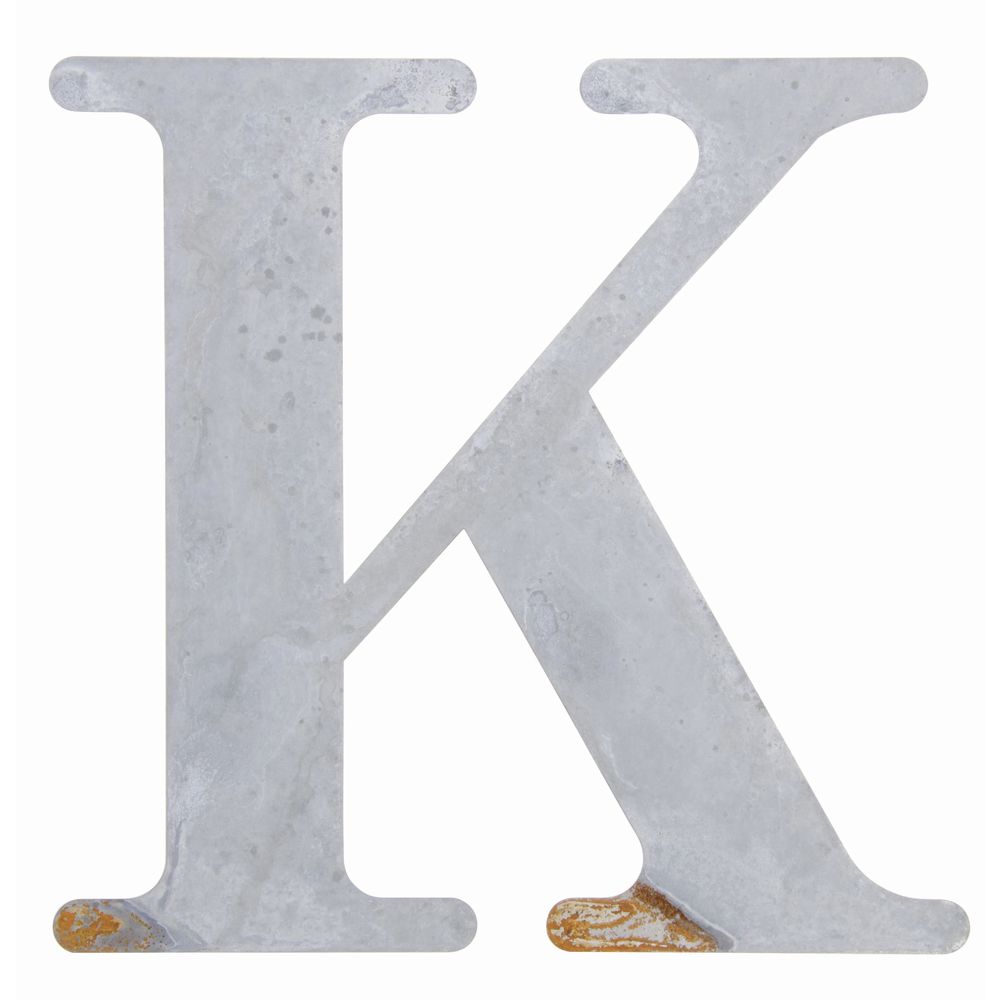 |"K" Tin Letter Grey 10"H