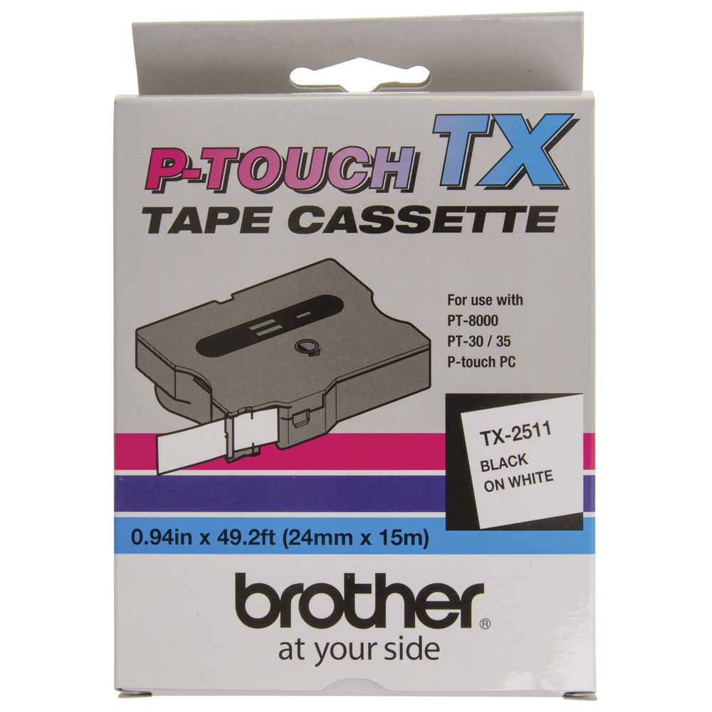 P Touch Tape Black On White 1"