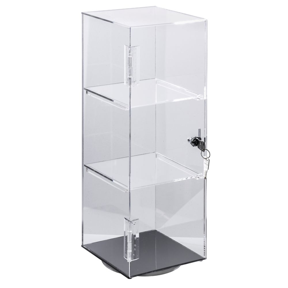 Clear Cabinet Acrylic Showcase Plexiglass Hexagon Shelf Lock Box Valuable Goods 