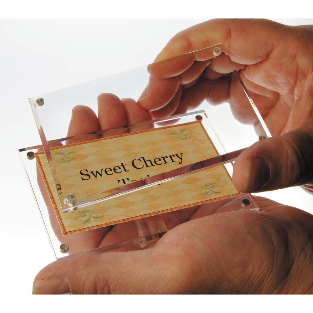 Clear Acrylic Price Tag Holders Easel Style with Magnets 4L x 1 1/4W