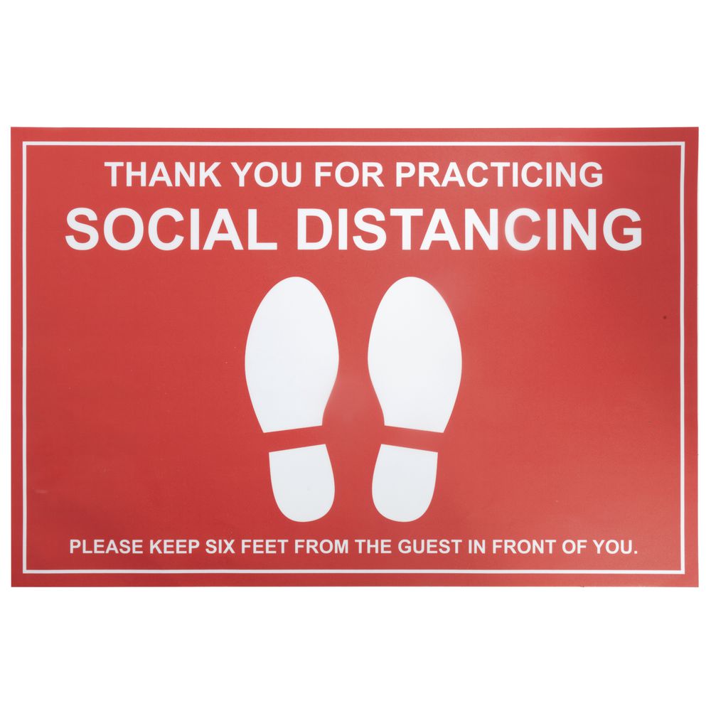 FLOOR DECAL, 12"X18", SOCIAL DISTANCE, RED