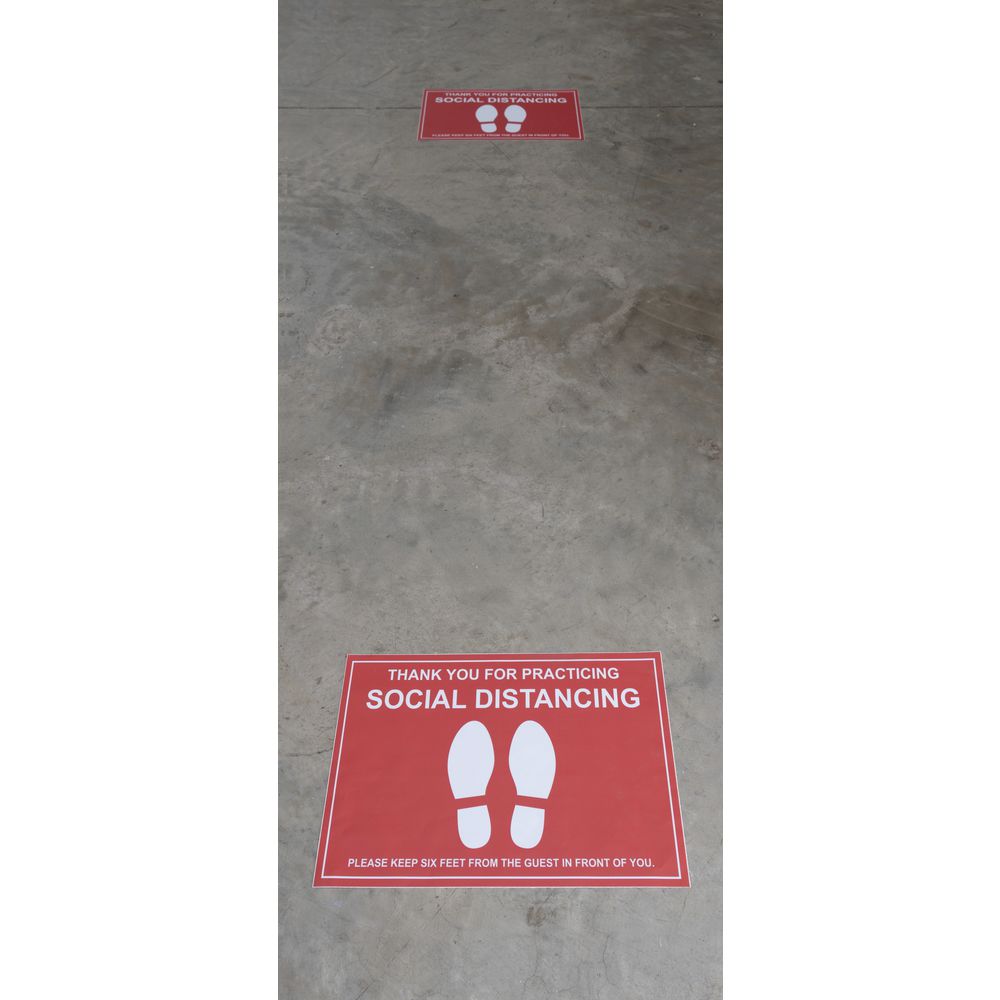 FLOOR DECAL, 12"X18", SOCIAL DISTANCE, RED