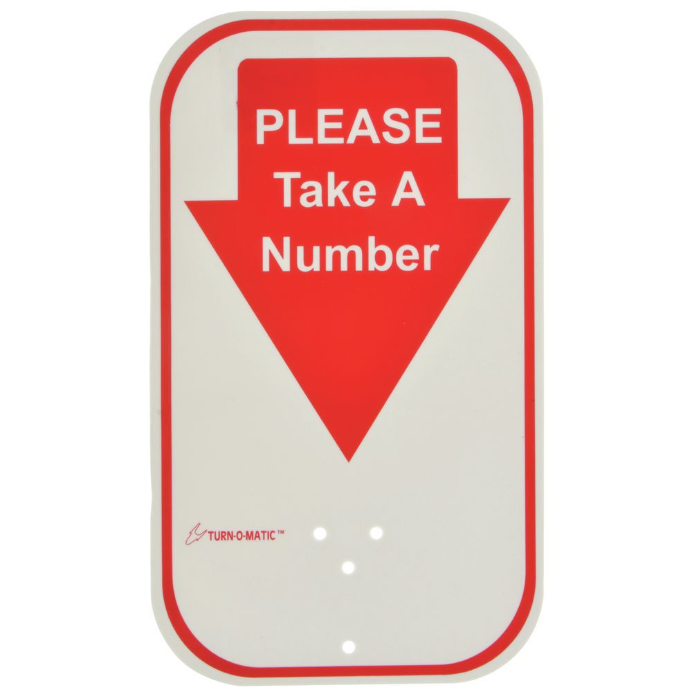 SIGN, "PLEASE TAKE A NUMBER", 1-SIDED, RED
