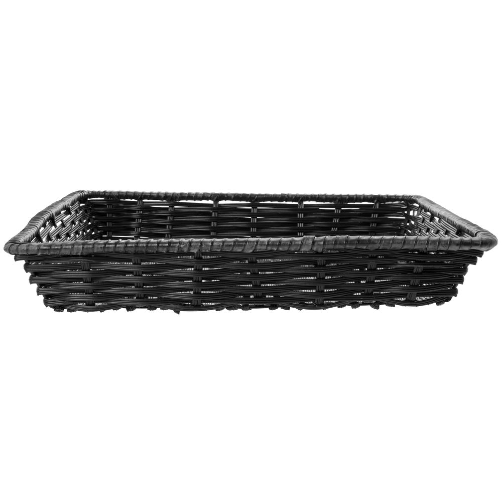 Tri-Cord Washable Wicker Display Basket in Black 18"L x 18"W x 3"H