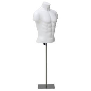 Male Display Mannequin on Adjustable Stand Sportswear Swimwear Torso Bust Silver 
