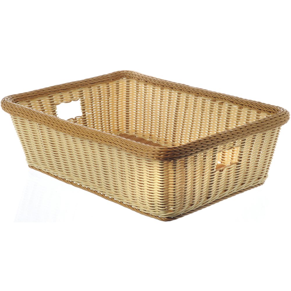 Handled Large Wicker Basket is Tu-Tone Colored|Handled Large Wicker Basket is Tu-Tone Colored