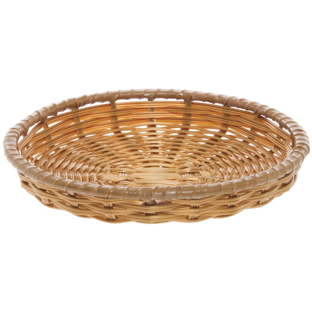 Tri-Cord Washable Round Wicker Display Basket in Natural Color 11"D x 1"H