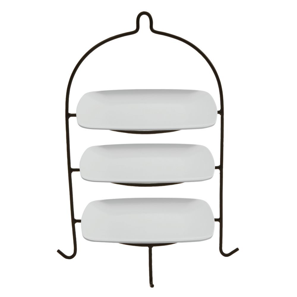STAND, BLK, 3-TIER, W/3 WHITE PLATES, ST/4