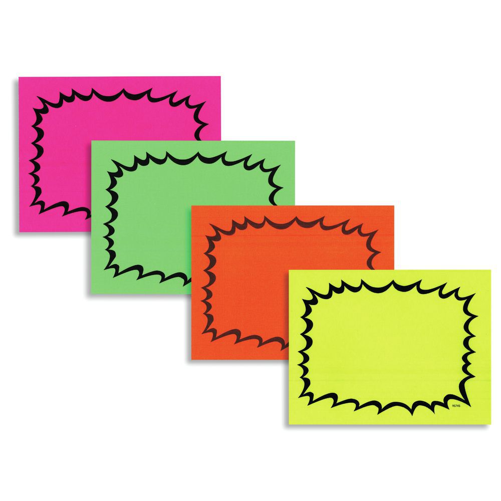 Multicolored Fluorescent Cardstock Signs 5 1/2H x 8 1/2"W
