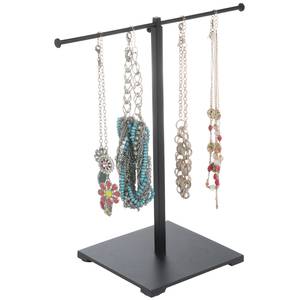 Rustic-Style 2-Tier Jewelry Organizer Stand, Wooden T-Bar Necklace Rack and  Bracelet Holder Display for Selling, Bangle, Watch Tower, Rings, Earrings  Storage (8x4x9 In)