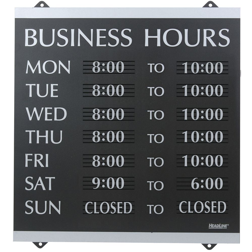 Century Series Business Hours Sign