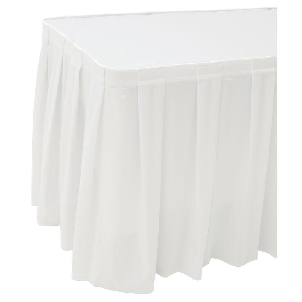 Snap Drape Flame-Retardant Box Pleat White Table Skirt 17 1/2"L x 29"H